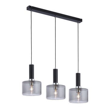 Jupiter 1860 - VA3 - Kattokruunu narulla VANES 3xE27/60W/230V hopea/musta