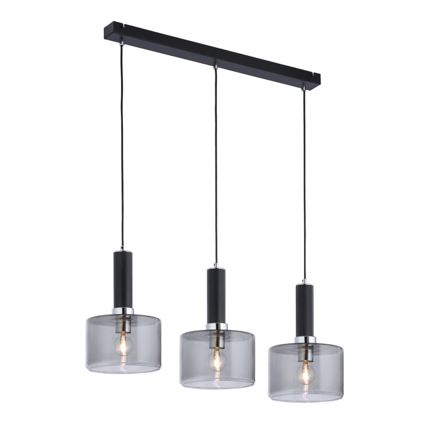 Jupiter 1860 - VA3 - Kattokruunu narulla VANES 3xE27/60W/230V hopea/musta