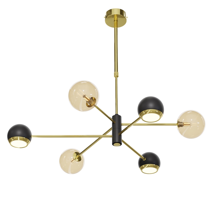 Jupiter 1966 - Riippukattokruunu MOKA 3xGU10/10W/230V + 3xG9/10W/230V kulta/musta/beige