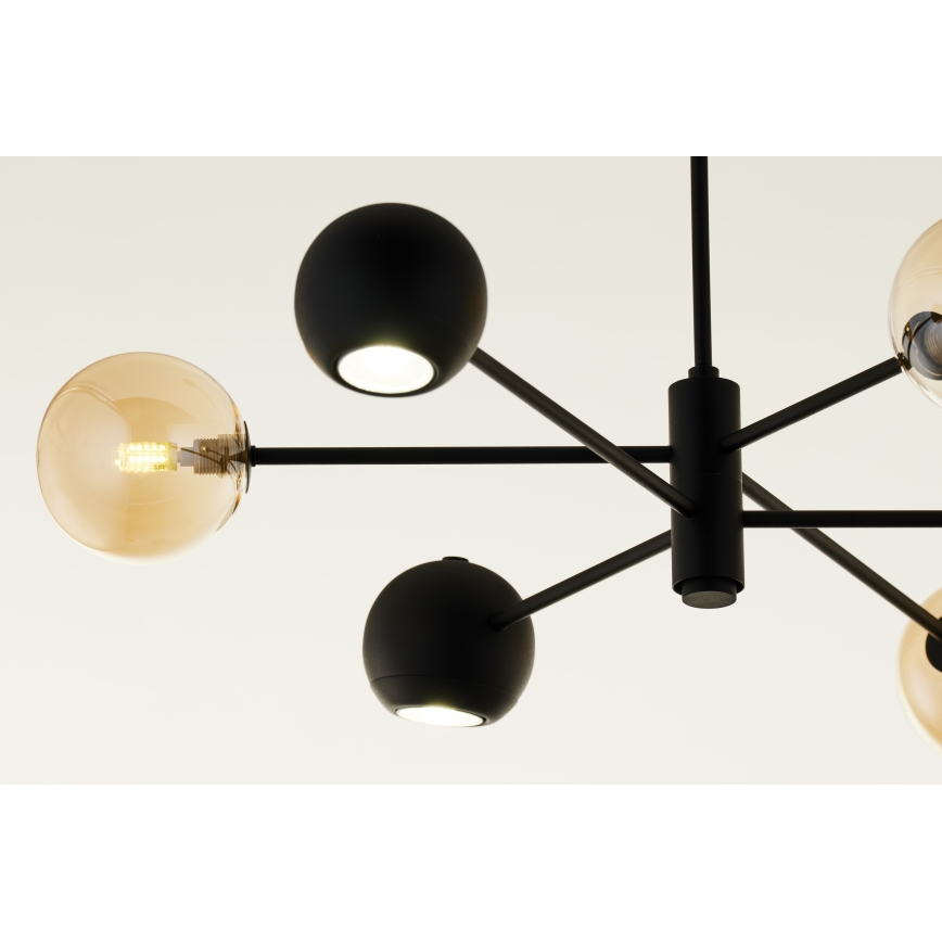 Jupiter 1993 - Riippukattokruunu MOKA 3xGU10/10W/230V + 3xG9/10W/230V musta/beige