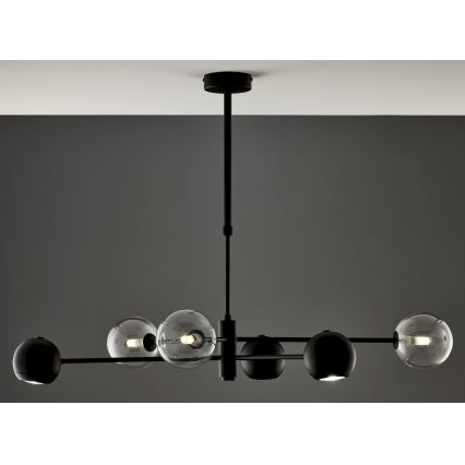 Jupiter 1995 - Riippukattokruunu MOKA 3xGU10/10W/230V + 3xG9/10W/230V musta/läpinäkyvä