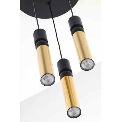 Jupiter 2016 - Kattokruunu johdossa ALAS 3xGU10/10W/230V kulta/musta