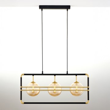 Jupiter 2027 - Kattokruunu johdossa FIORI 3xG9/10W/230V musta/kulta/beige