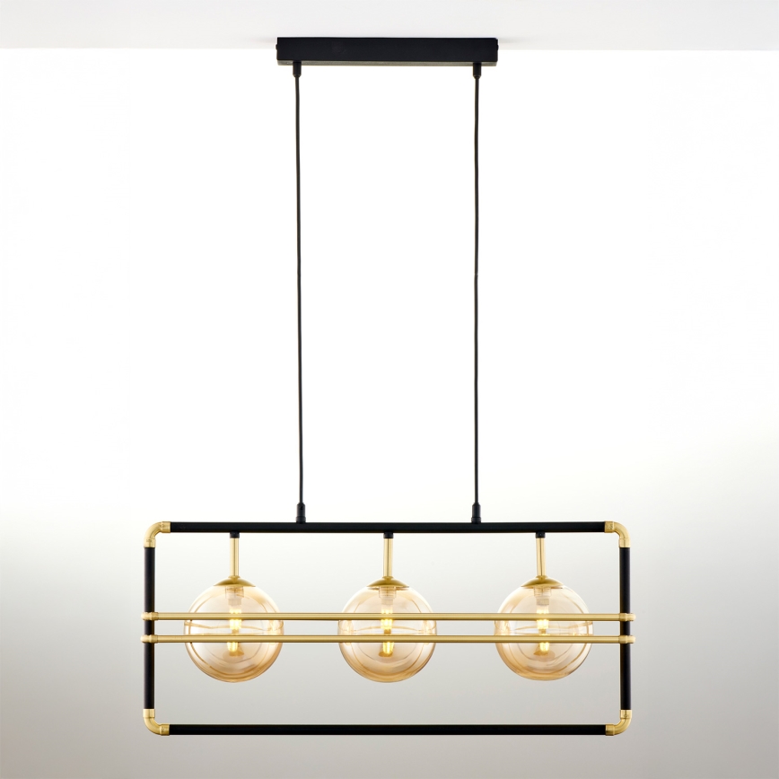 Jupiter 2027 - Kattokruunu johdossa FIORI 3xG9/10W/230V musta/kulta/beige