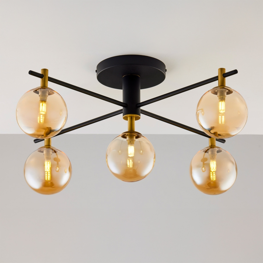 Jupiter 2032 - Kiinteä kattokruunu FIGARO 5xG9/10W/230V musta/kulta/beige