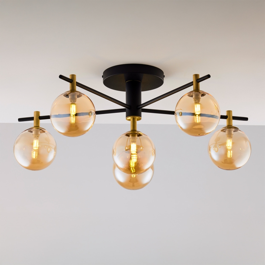 Jupiter 2033 - Kiinteä kattokruunu FIGARO 6xG9/10W/230V musta/kulta/beige