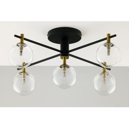 Jupiter 2035 - Kiinteä kattokruunu FIGARO 5xG9/10W/230V musta/kulta/beige/läpinäkyvä