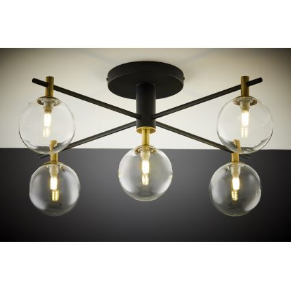 Jupiter 2035 - Kiinteä kattokruunu FIGARO 5xG9/10W/230V musta/kulta/beige/läpinäkyvä