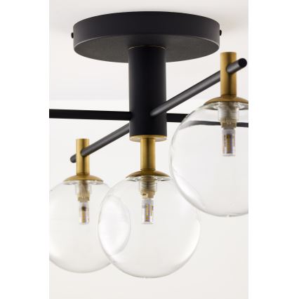 Jupiter 2035 - Kiinteä kattokruunu FIGARO 5xG9/10W/230V musta/kulta/beige/läpinäkyvä