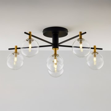 Jupiter 2036 - Kiinteä kattokruunu FIGARO 6xG9/10W/230V musta/kulta/beige/läpinäkyvä