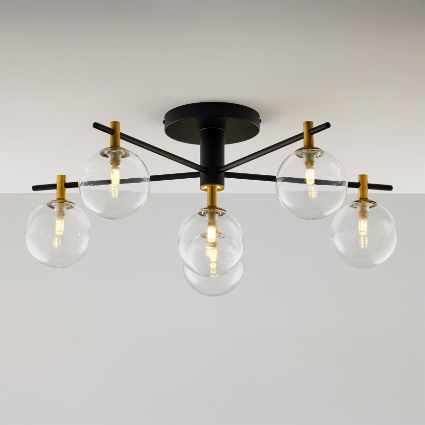 Jupiter 2036 - Kiinteä kattokruunu FIGARO 6xG9/10W/230V musta/kulta/beige/läpinäkyvä
