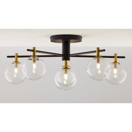 Jupiter 2036 - Kiinteä kattokruunu FIGARO 6xG9/10W/230V musta/kulta/beige/läpinäkyvä