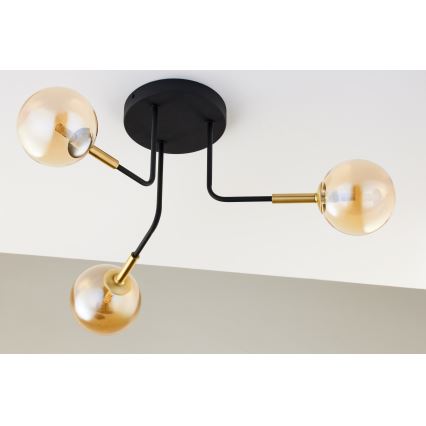 Jupiter 2037 - Riippukattokruunu BURANO 3xG9/10W/230V musta/kulta/beige