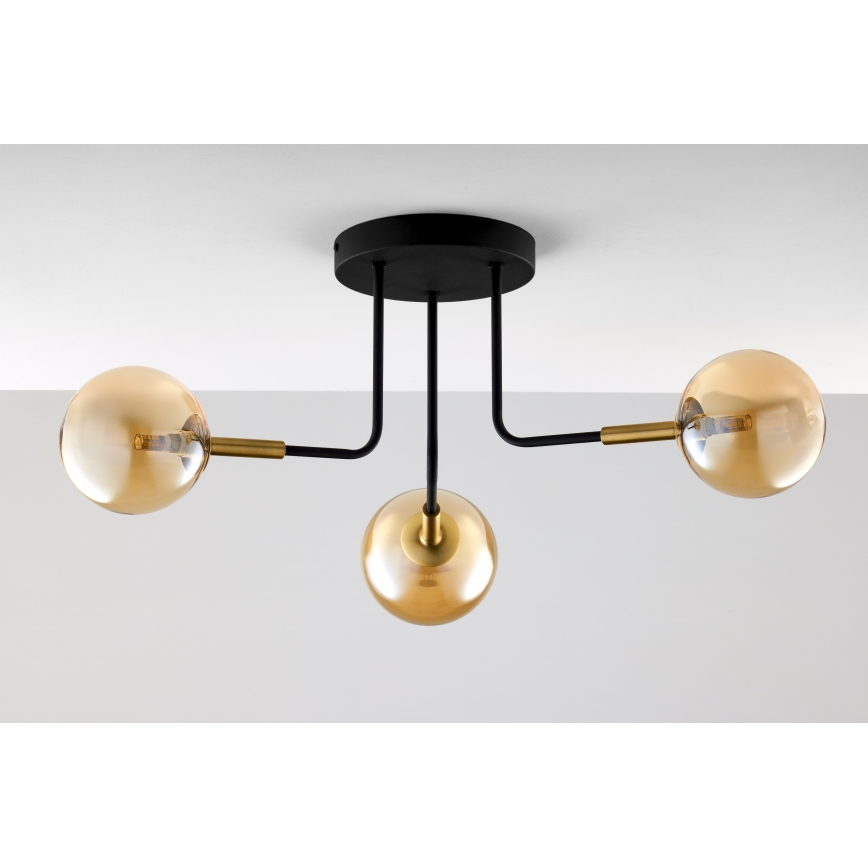 Jupiter 2037 - Riippukattokruunu BURANO 3xG9/10W/230V musta/kulta/beige