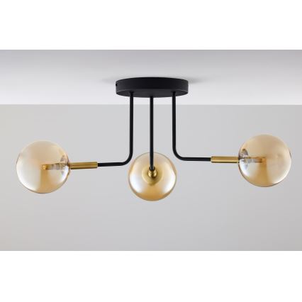 Jupiter 2037 - Riippukattokruunu BURANO 3xG9/10W/230V musta/kulta/beige