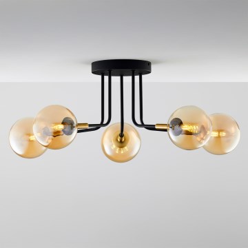 Jupiter 2038 - Riippukattokruunu BURANO 5xG9/10W/230V musta/kulta/beige