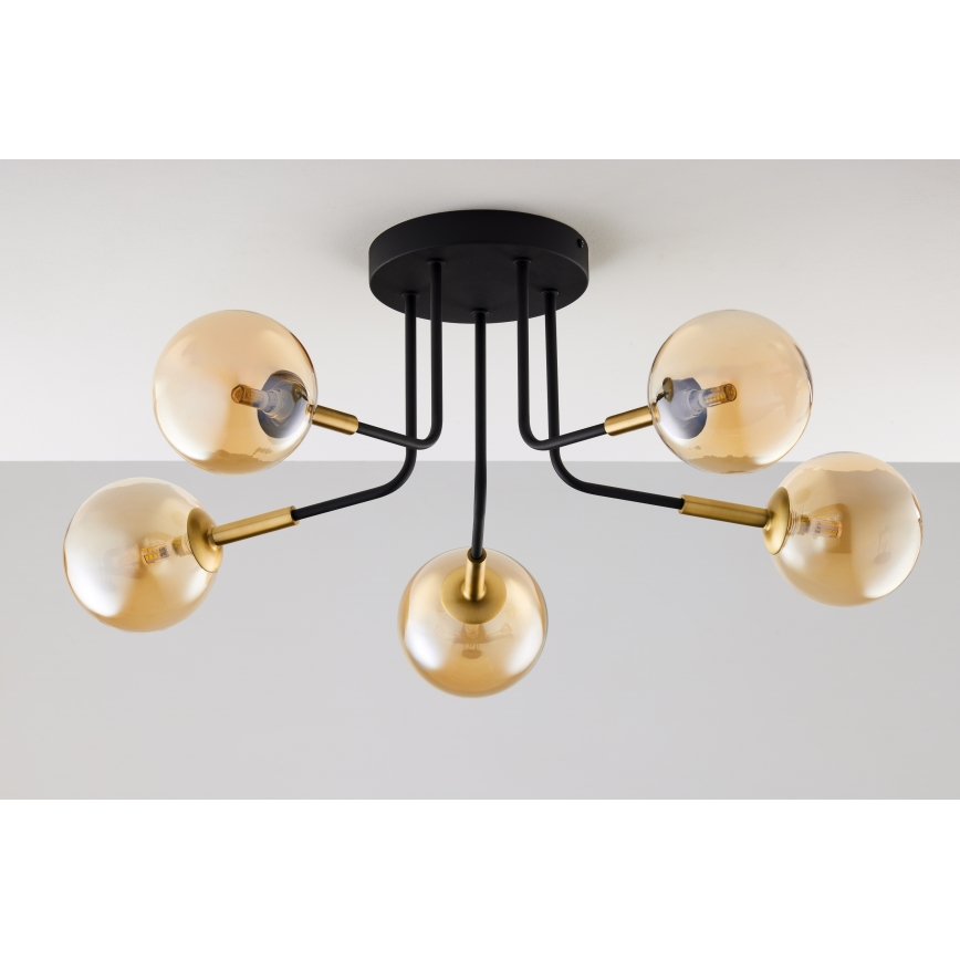 Jupiter 2038 - Riippukattokruunu BURANO 5xG9/10W/230V musta/kulta/beige