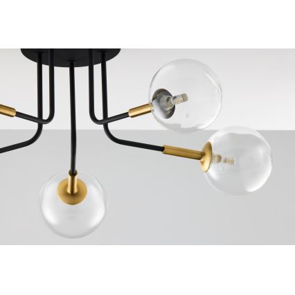 Jupiter 2040 - Riippukattokruunu BURANO 5xG9/10W/230V musta/kulta/läpinäkyvä