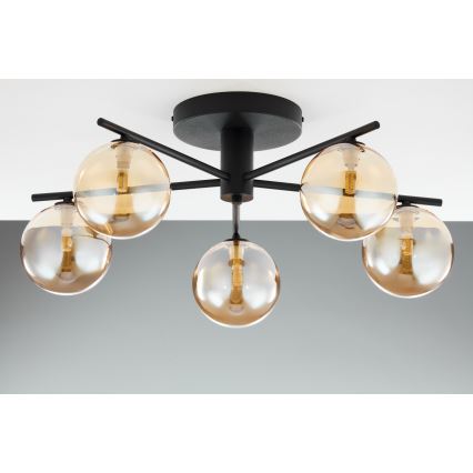 Jupiter 2047 - Kiinteä kattokruunu PRATO 5xG9/10W/230V musta/beige