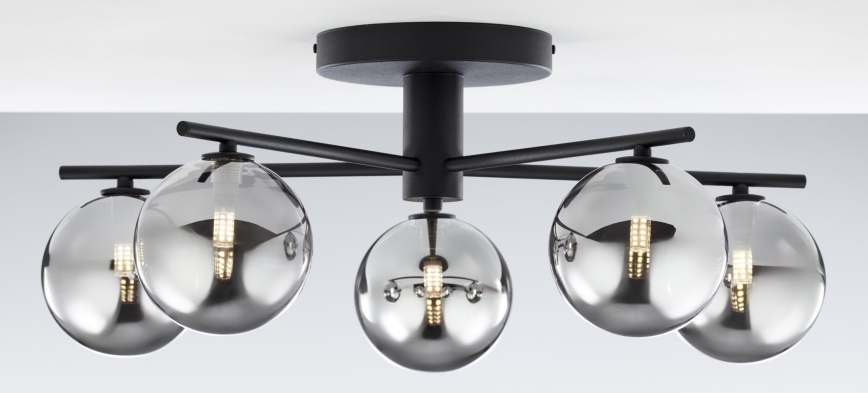 Jupiter 2048 - Pintakiinnitteinen kattovalaisin PRATO 5xG9/14W/230V musta/savunharmaa