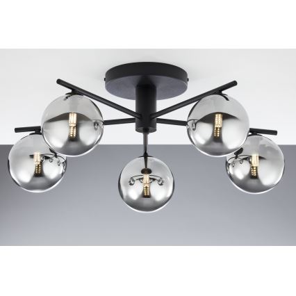 Jupiter 2048 - Pintakiinnitteinen kattovalaisin PRATO 5xG9/14W/230V musta/savunharmaa