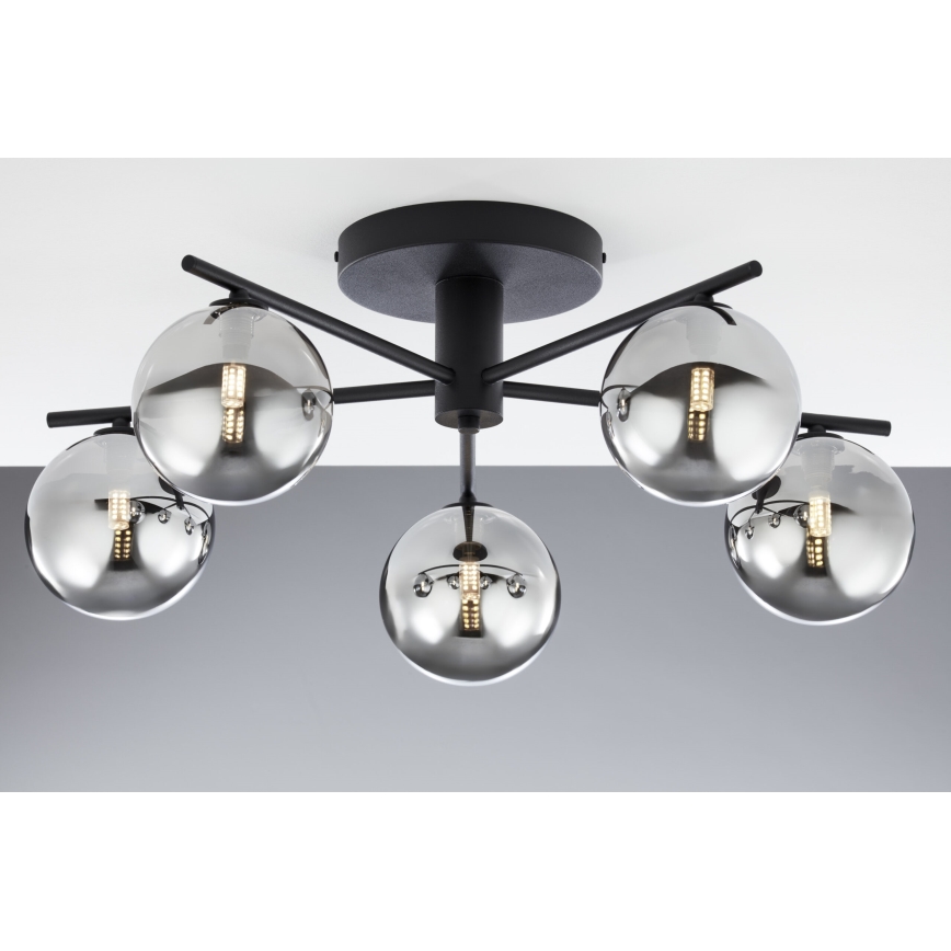 Jupiter 2048 - Pintakiinnitteinen kattovalaisin PRATO 5xG9/14W/230V musta/savunharmaa