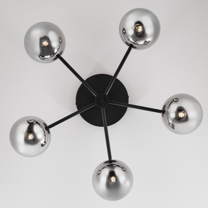 Jupiter 2048 - Pintakiinnitteinen kattovalaisin PRATO 5xG9/14W/230V musta/savunharmaa