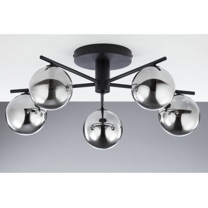 Jupiter 2048 - Pintakiinnitteinen kattovalaisin PRATO 5xG9/14W/230V musta/savunharmaa