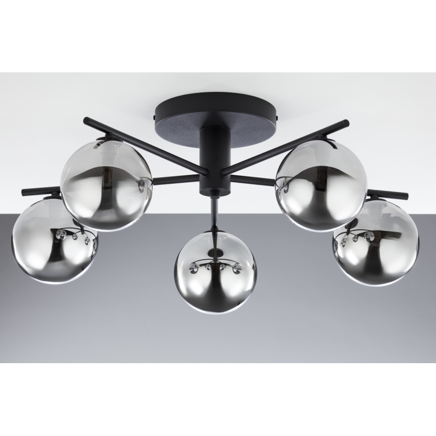 Jupiter 2048 - Pintakiinnitteinen kattovalaisin PRATO 5xG9/14W/230V musta/savunharmaa