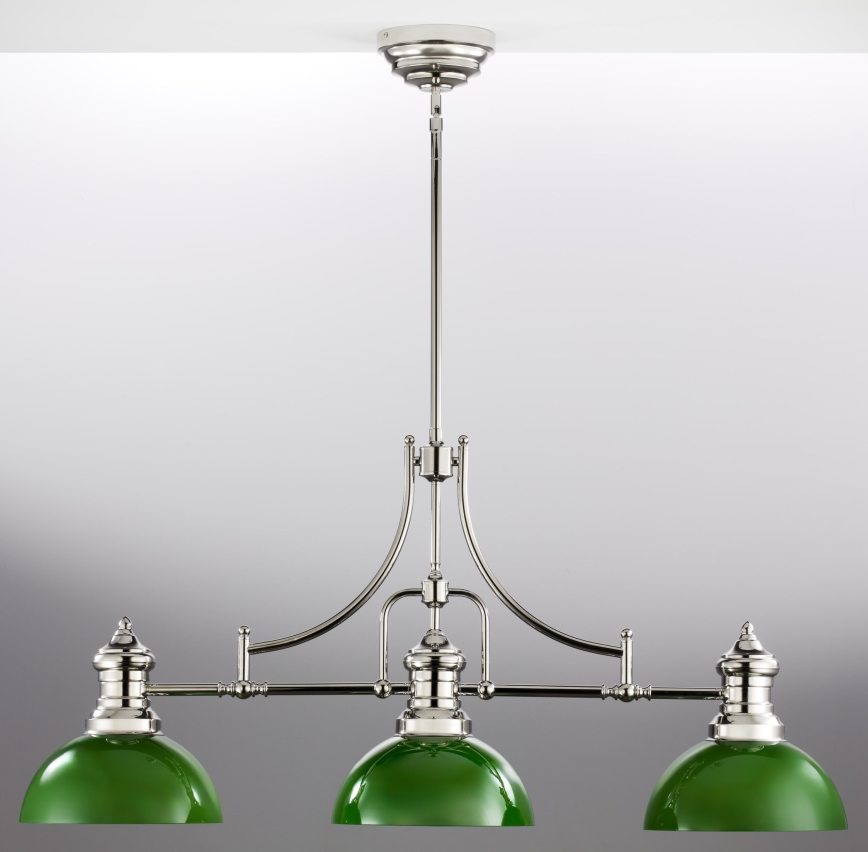 Jupiter 2072 - PLATINO kattovalaisin varrella, 3xE27/15W/230V, vihreä/kiiltävä kromi