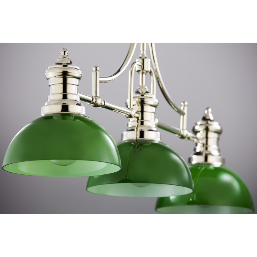 Jupiter 2072 - PLATINO kattovalaisin varrella, 3xE27/15W/230V, vihreä/kiiltävä kromi