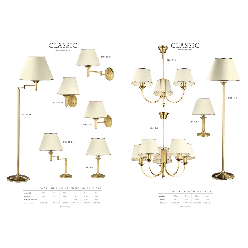 Jupiter 207A - CL P - Lattialamppu CLASSIC 1xE27/60W/230V