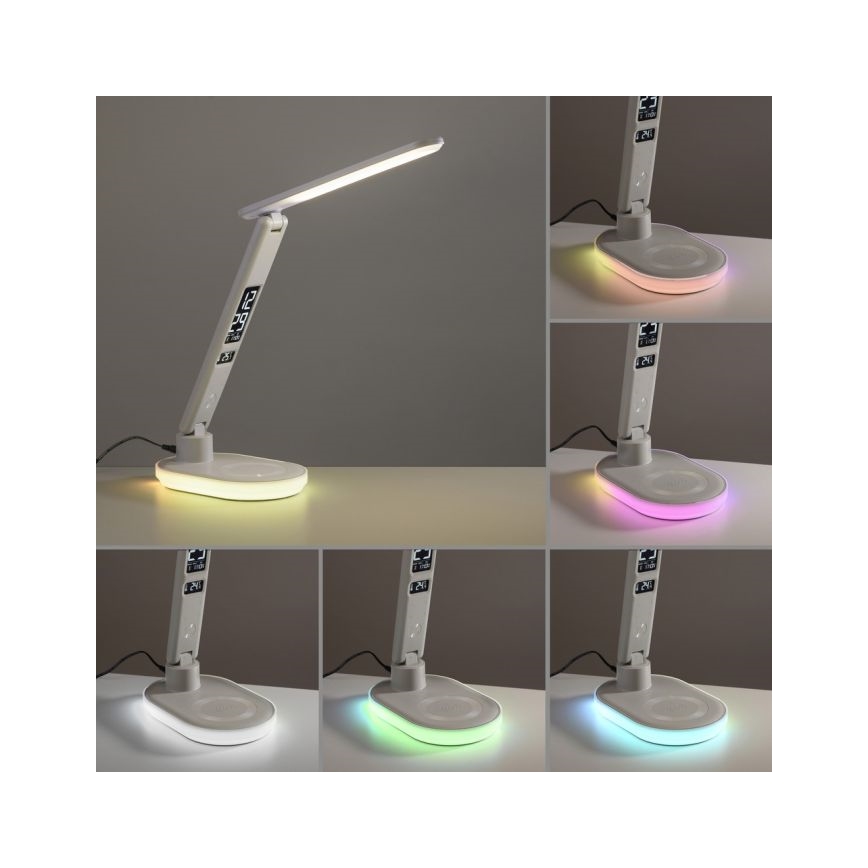 JUST LIGHT. 11018-16 - LED RGBW himmennettävä kosketuksella ohjattava pöytälamppu langattomalla latauksella TINA LED/4W/230V valkoinen