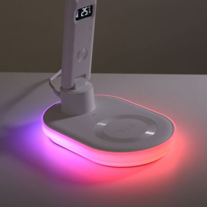 JUST LIGHT. 11018-16 - LED RGBW himmennettävä kosketuksella ohjattava pöytälamppu langattomalla latauksella TINA LED/4W/230V valkoinen