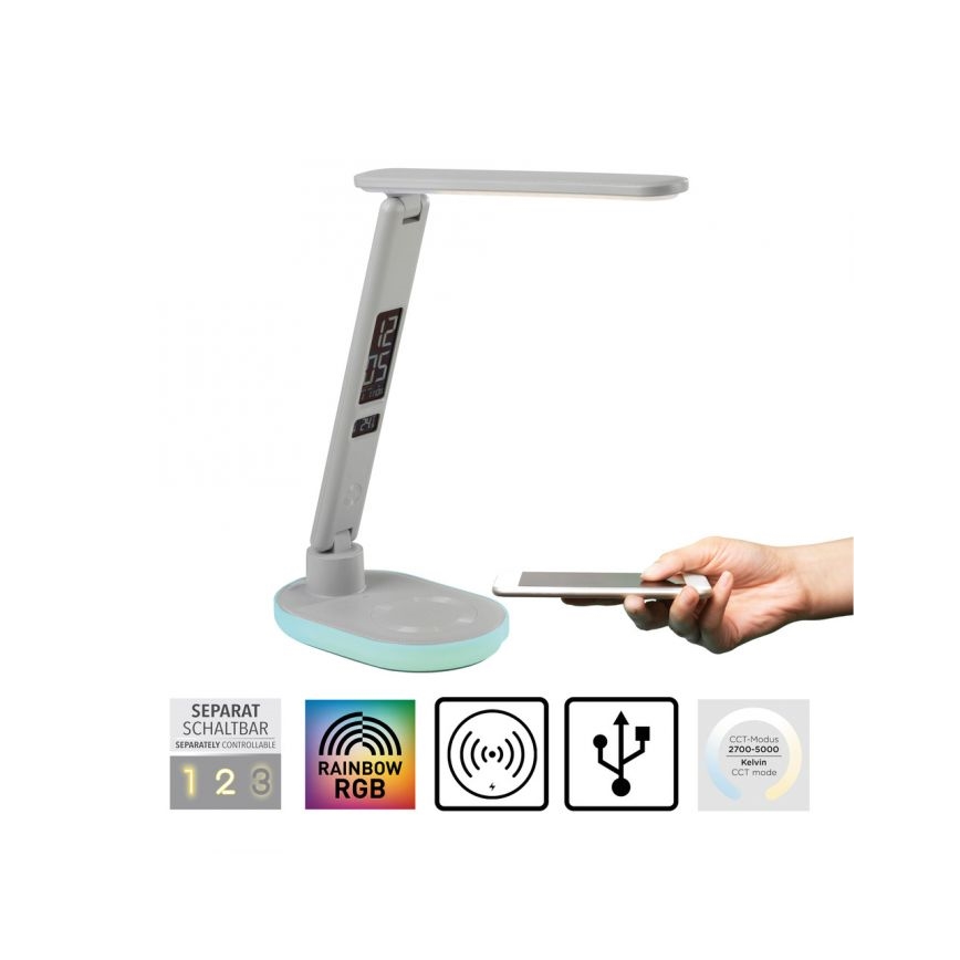 JUST LIGHT. 11018-16 - LED RGBW himmennettävä kosketuksella ohjattava pöytälamppu langattomalla latauksella TINA LED/4W/230V valkoinen