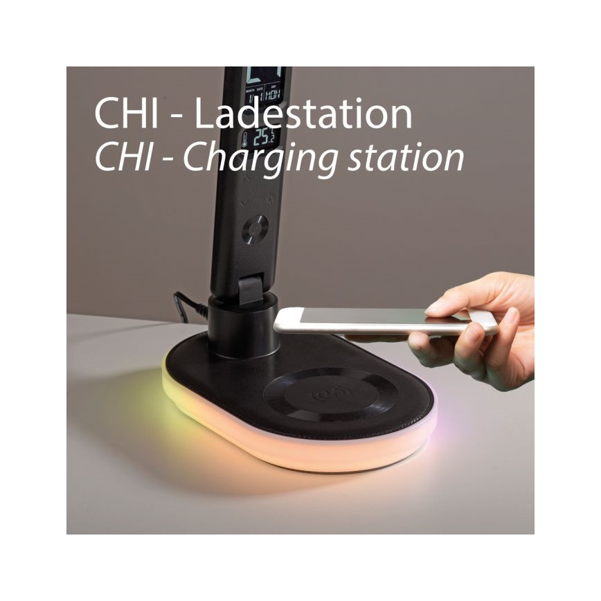 JUST LIGHT. 11018-18 - LED RGBW himmennettävä kosketusohjattu pöytälamppu langattomalla latauksella TINA LED/4W/230V musta