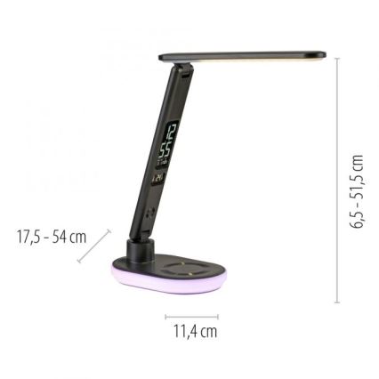 JUST LIGHT. 11018-18 - LED RGBW himmennettävä kosketusohjattu pöytälamppu langattomalla latauksella TINA LED/4W/230V musta