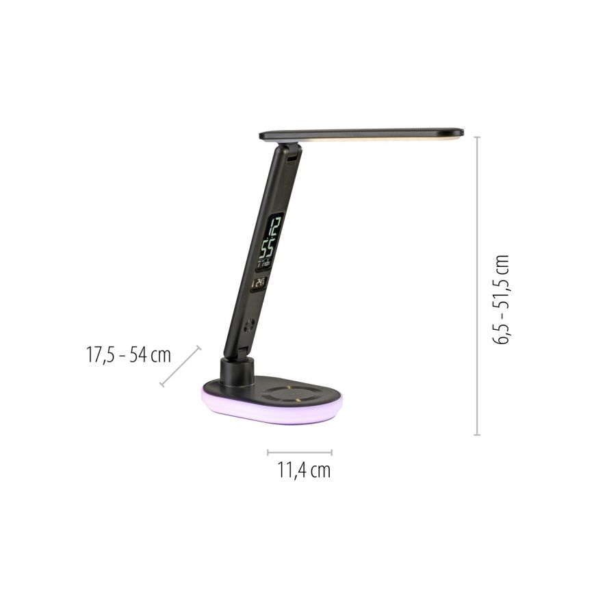 JUST LIGHT. 11018-18 - LED RGBW himmennettävä kosketusohjattu pöytälamppu langattomalla latauksella TINA LED/4W/230V musta