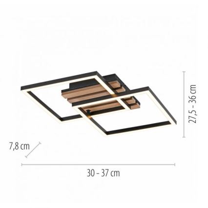 JUST LIGHT. 14053-79 - LED-kattovalaisin AKUSTIKA LED/15W/230V tammi/musta