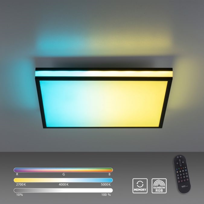 JUST LIGHT. 14110-18 - LED RGBW Himmennettävä kattovalo MARIO BLACK LED/19,5W/230V 2700-5000K + kauko-ohjaus