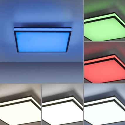 JUST LIGHT. 14110-18 - LED RGBW Himmennettävä kattovalo MARIO BLACK LED/19,5W/230V 2700-5000K + kauko-ohjaus