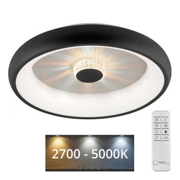 JUST LIGHT. 14384-18 - Himmennettävä LED-kattovalaisin VERTIGO LED/29W/230V 2700-5000K musta + kauko-ohjaus