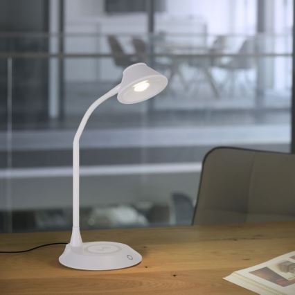 JUST LIGHT. 14414-16 - LED Himmennettävä joustava kosketuspöytälamppu langattomalla latauksella PUCKI LED/4,5W/230V valkoinen