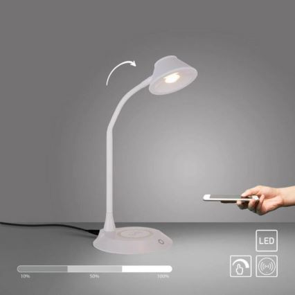 JUST LIGHT. 14414-16 - LED Himmennettävä joustava kosketuspöytälamppu langattomalla latauksella PUCKI LED/4,5W/230V valkoinen