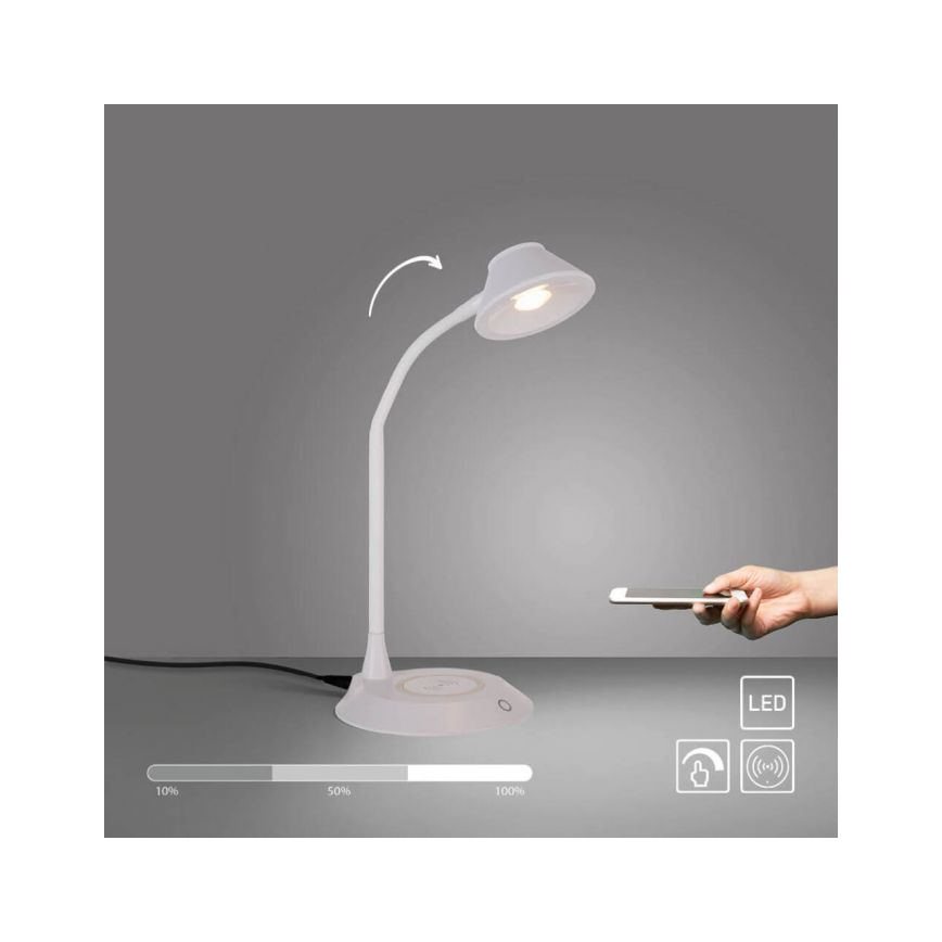 JUST LIGHT. 14414-16 - LED Himmennettävä joustava kosketuspöytälamppu langattomalla latauksella PUCKI LED/4,5W/230V valkoinen