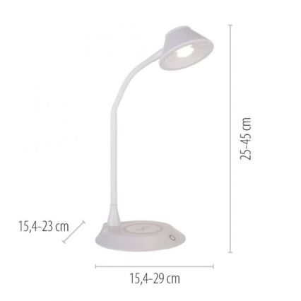 JUST LIGHT. 14414-16 - LED Himmennettävä joustava kosketuspöytälamppu langattomalla latauksella PUCKI LED/4,5W/230V valkoinen