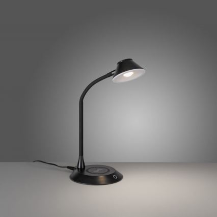 JUST LIGHT. 14414-18 - LED Himmennettävä joustava kosketuspöytälamppu langattomalla latauksella PUCKI LED/4,5W/230V musta