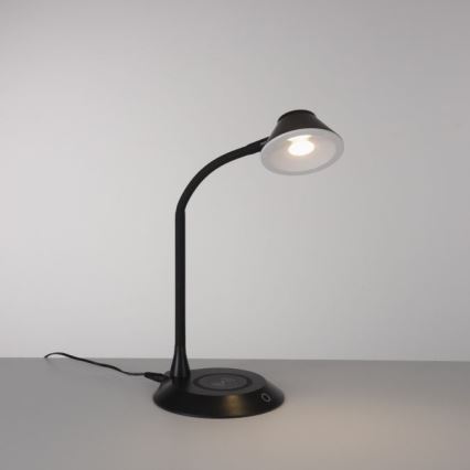 JUST LIGHT. 14414-18 - LED Himmennettävä joustava kosketuspöytälamppu langattomalla latauksella PUCKI LED/4,5W/230V musta