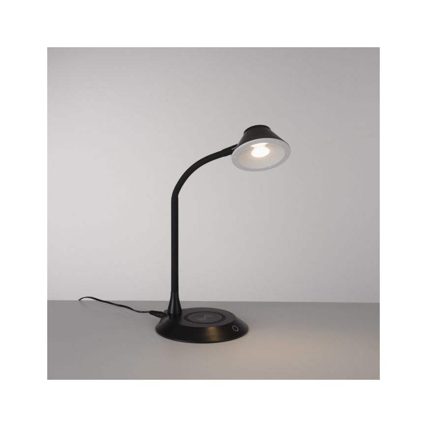 JUST LIGHT. 14414-18 - LED Himmennettävä joustava kosketuspöytälamppu langattomalla latauksella PUCKI LED/4,5W/230V musta