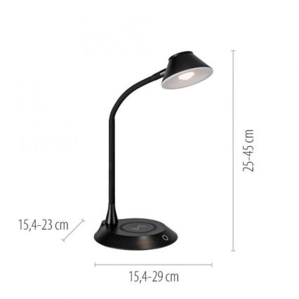 JUST LIGHT. 14414-18 - LED Himmennettävä joustava kosketuspöytälamppu langattomalla latauksella PUCKI LED/4,5W/230V musta